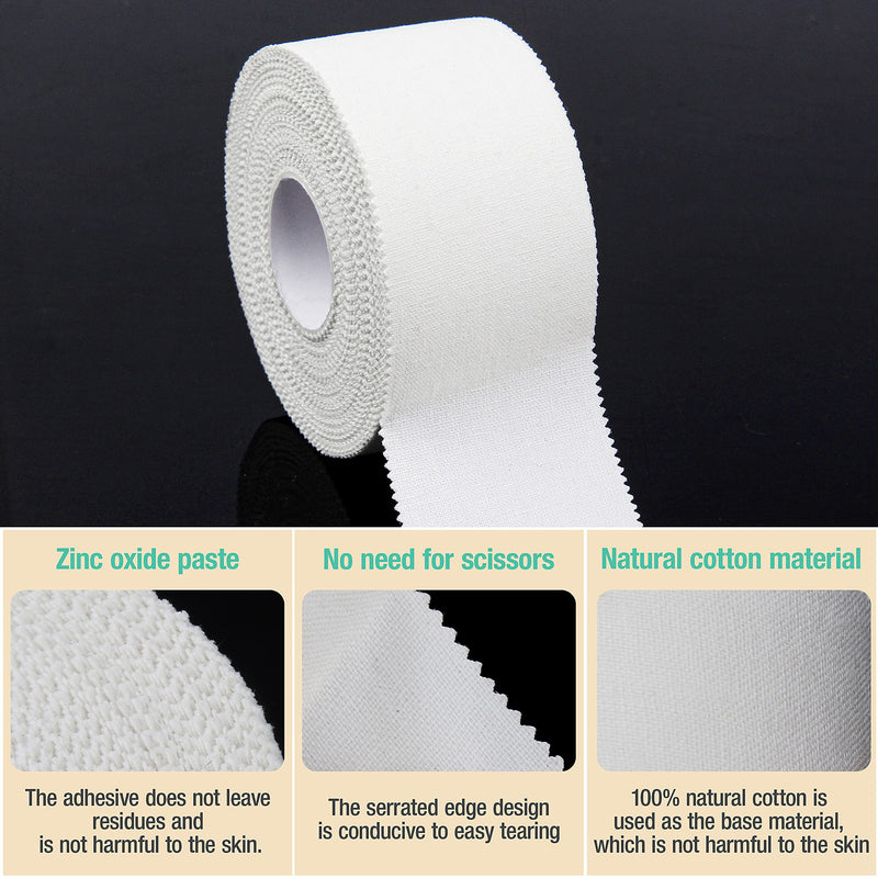 (3 Pack) White Athletic Sports Tape, Very Strong Easy Tear No Sticky Residue Tape for Athlete & Sport Trainers & First Aid Injury Wrap,Suitable for Bats,Tennis,Gymnastics & Boxing（1.5in X 35ft） - NewNest Australia