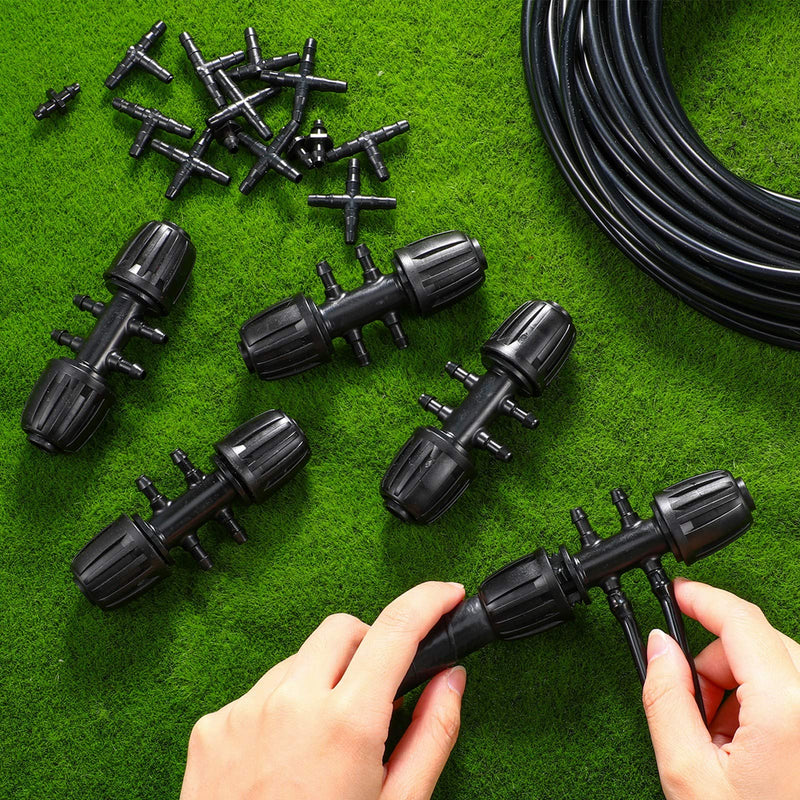 Drip Irrigation Barbed Tee 10 Pieces 1/2 Inch to 1/4 Inch Adapter Irrigation Tubing Connector Barbed Locking Fittings Fits 16 mm Drip Tape Tubing (Black) Black - NewNest Australia