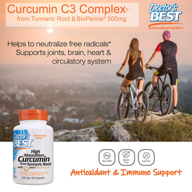 Doctor's Best DRB-00107 High Absorption Curcumin From Turmeric Root with C3 Complex & BioPerine 500mg (120 Capsules) - NewNest Australia