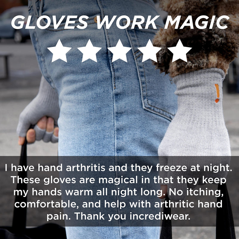 Incrediwear Fingerless Circulation Gloves Arthritis Gloves, Grey Small (1 Pair) - NewNest Australia