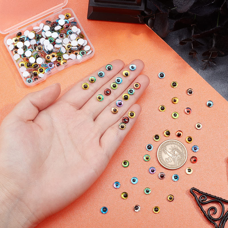 PH PandaHall 200pcs Animal Eye Glass Cabochons, 50 Style Dragon Eyes Glass Cabochons 6mm Cat Owl Bird Human Pupil Eyes Half Round Gems for Art Props Photo Dome Pendant Trays Halloween 50 Styles - NewNest Australia