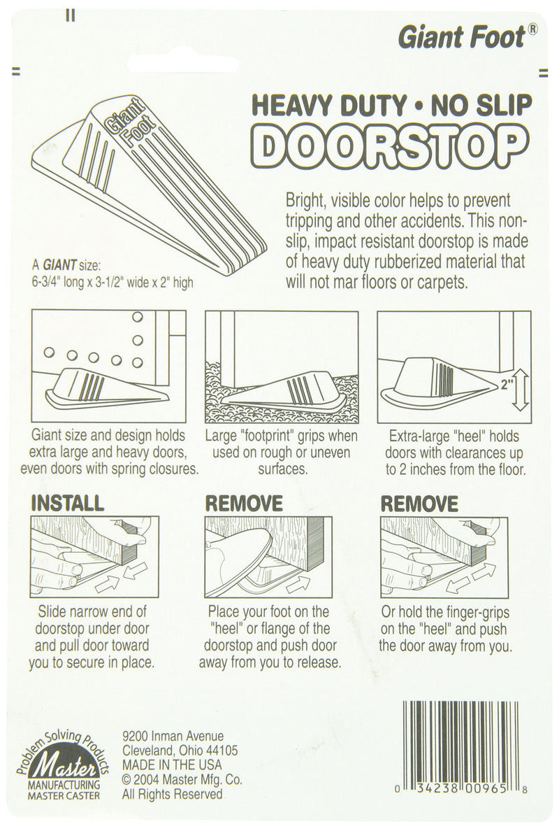 Master Manufacturing Safety Orange Giant Foot Door Stop, Heavy Duty Rubber Wedge Design, Made in the USA, Doors Up to 2" Clearance (00965), 1-Pack - NewNest Australia