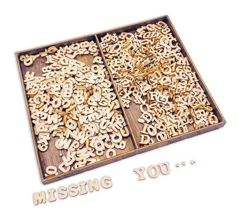 592 Pieces 1/2 Inch Mini Wooden Alphabet Letters and Unfinished Wood Numbers with Rustic Storage Tray for Scrapbooking DIY Crafts Homemade Gifts - NewNest Australia