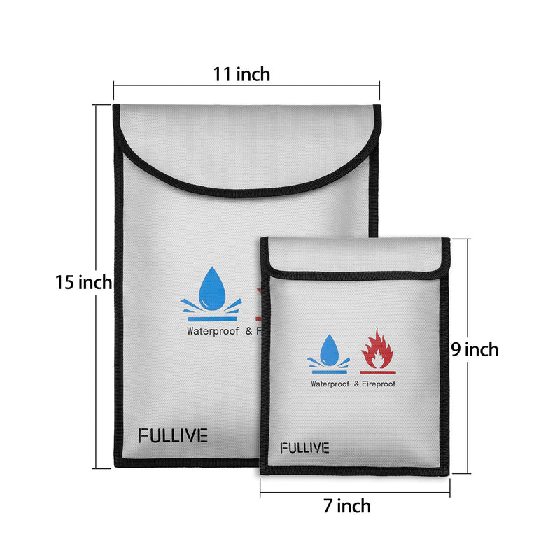 Fireproof Document Bag - 15"X11" Fireproof Safe Bag, 7"x9" Money Pouch Envelope, Non-Itchy Silicone Coated File Storage, Waterproof Document Holder, Money Bag with Zipper - NewNest Australia