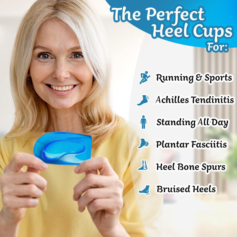Medipaq Posture Correcting Gel Heel Pads - 1 Pair (S/M: UK Size 3-8) Gel Heel Cups - Gel Heel Pads for Plantar Fasciitis - Angled Design Corrects Pronation or Supination 1x Pair - S/M (Size 3 - 8) - NewNest Australia