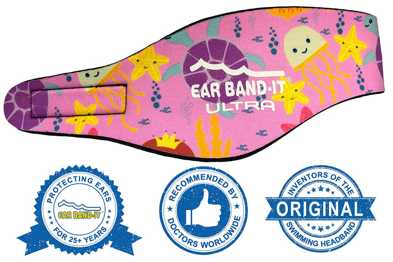 EAR BAND-IT Ultra Swimming Headband - Best Swimmer's Headband - Keep Water Out, Hold Earplugs in - Doctor Recommended - Secure Ear Plugs - Invented by ENT Physician Medium (ages 2 to 8yrs) Sea Life - NewNest Australia