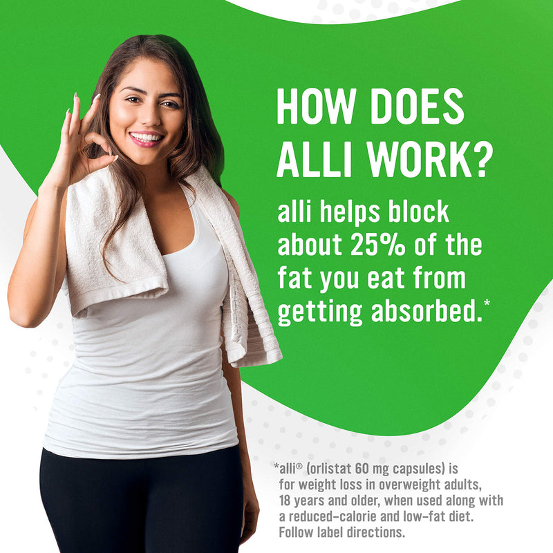 alli Weight Loss Diet Pills, Orlistat 60 mg Capsules, Non Prescription Weight Loss Aid, 120 Count Refill Pack - NewNest Australia