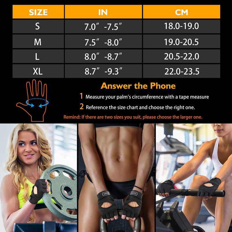 ihuan New Breathable Workout Gloves for Women & Men - No More Sweaty & Full Palm Protection Gym Exercise, Fitness, Weightlifting, Pull-ups, Deadlifting, Rowing Black Medium - NewNest Australia