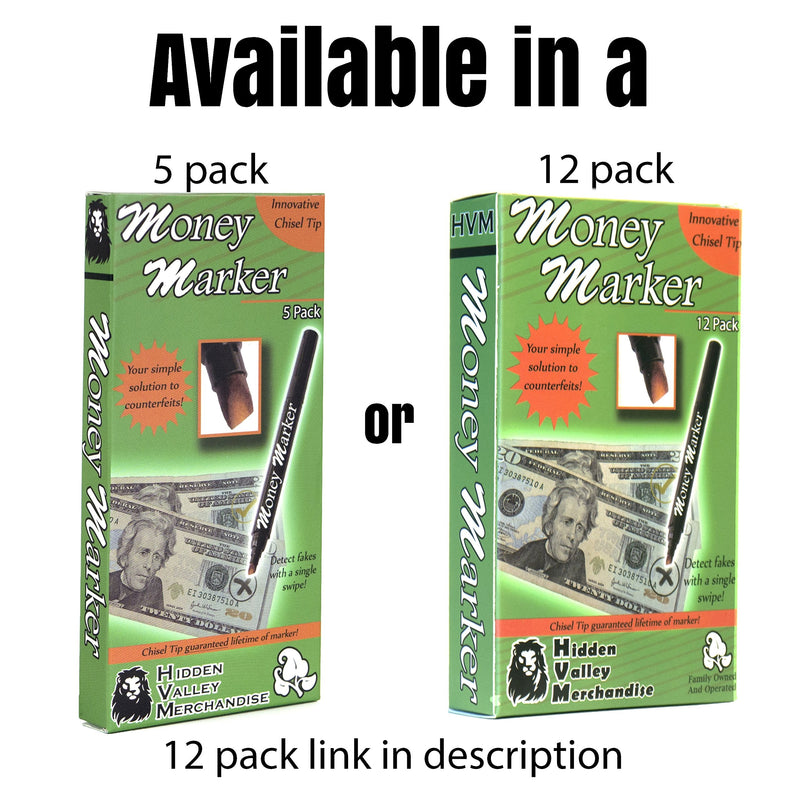 Money Marker (5 Counterfeit Pens) - Counterfeit Bill Detector Pen with Upgraded Chisel Tip - Detect Fake Counterfit Bills, Universal False Currency Pen Detector Pack 1 - NewNest Australia