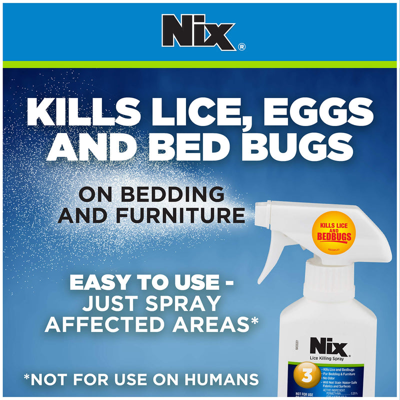 Nix Lice & Bed Bug Killing Spray for Home, Bedding & Furniture, Transparent, 5 Fl.Oz - NewNest Australia