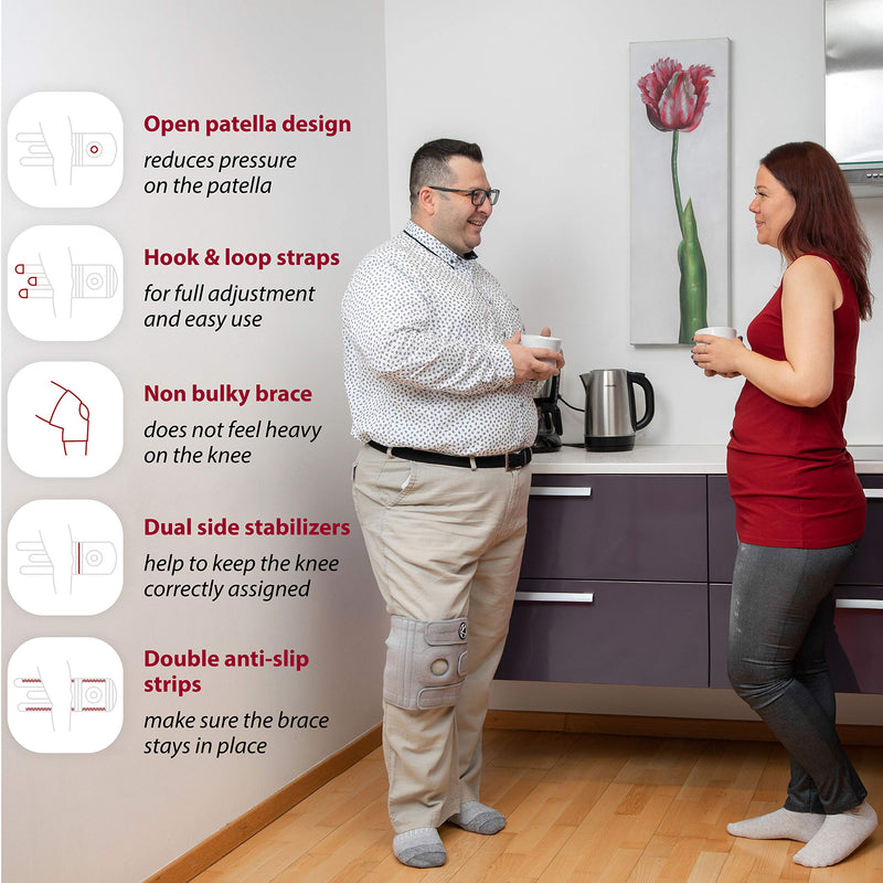 Adjustable Knee Brace Support - Plus Size Knee Brace for ACL, MCL, LCL, Sports, Meniscus Tear. Open Patella Knee Brace for Arthritis Pain and Support for Women, Men (Size 3 Gray) Grey Size 3 (Pack of 1) - NewNest Australia