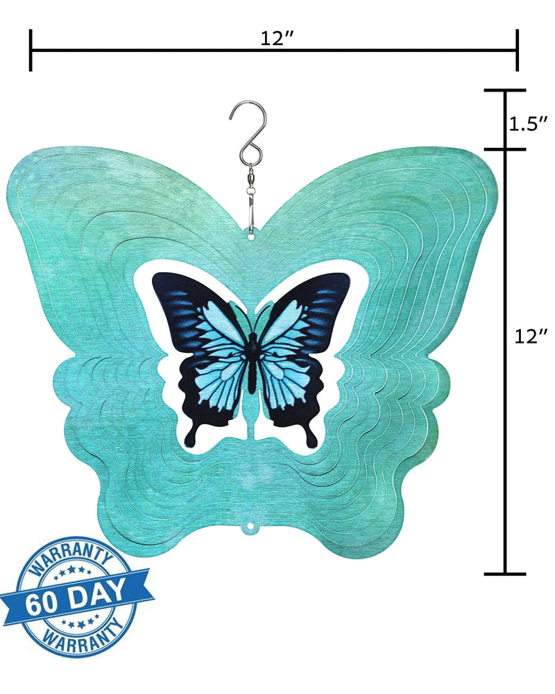 ISEO Butterfly Design Wind Spinner – 12 inch Beautiful Garden Decoration Accessory – Outdoor Porch Decoration - Easy to Mount with Rustproof Swivel Hanging Hooks – All Year Yard Beautification - NewNest Australia