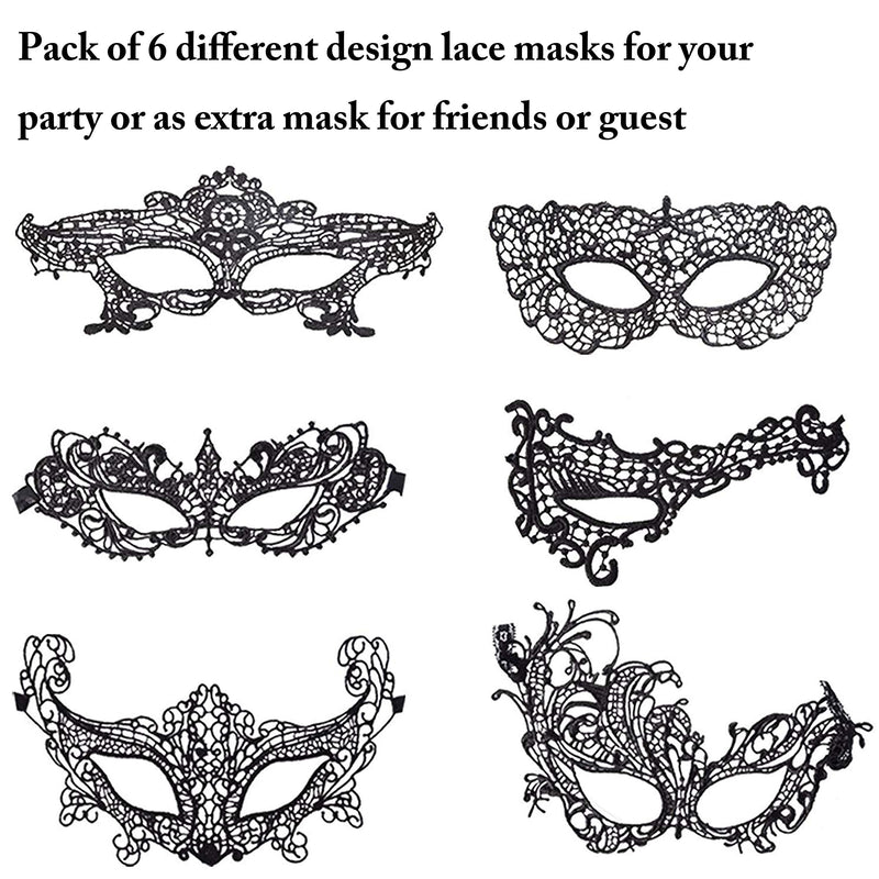 Women's Black Lace Mask Party Ball Masquerade Fancy Dress Masks Pack of 6 - NewNest Australia
