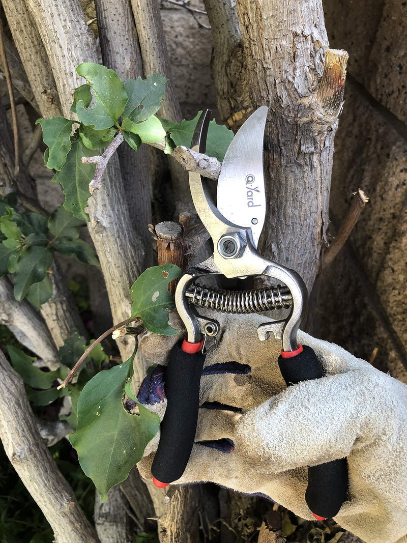 Q-yard Heavy Duty Pruning Shears-Professional Gardening, Razor Sharp - Avid Gardeners & Tree Trimmers, Red Silver - NewNest Australia