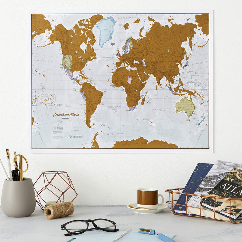 NewNest Australia - Scratch Off Map of The World Poster - Travel Gift + BONUS USA Scratch Map - Maps International - 50 Years of Map Making - Cartographic Detail Featuring Country & State Borders 17 x 22 Scratch the World + Bonus USA Map 