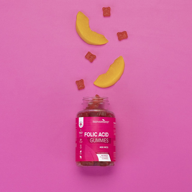 Folic Acid Gummies – Folic Acid 400mcg - 3 Month Supply – Vegan – Gluten Free – Pregnancy Care – Prenatal Health & Maternal Tissue Growth During Pregnancy – Made by Novomins - NewNest Australia