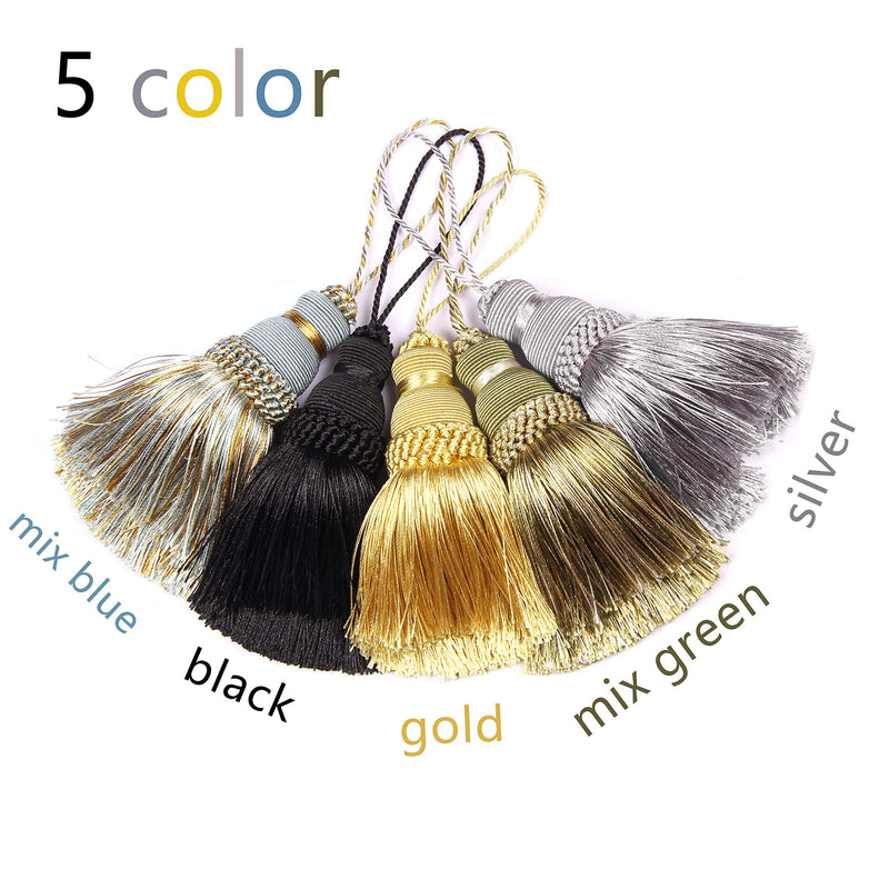BEL AVENIR 4Pcs Tassels Key Tassel with Loops Handmade Craft Charms DIY Accessories Elegant Soft Making Curtain Home Decoration (Black, 4 pcs) Black - NewNest Australia