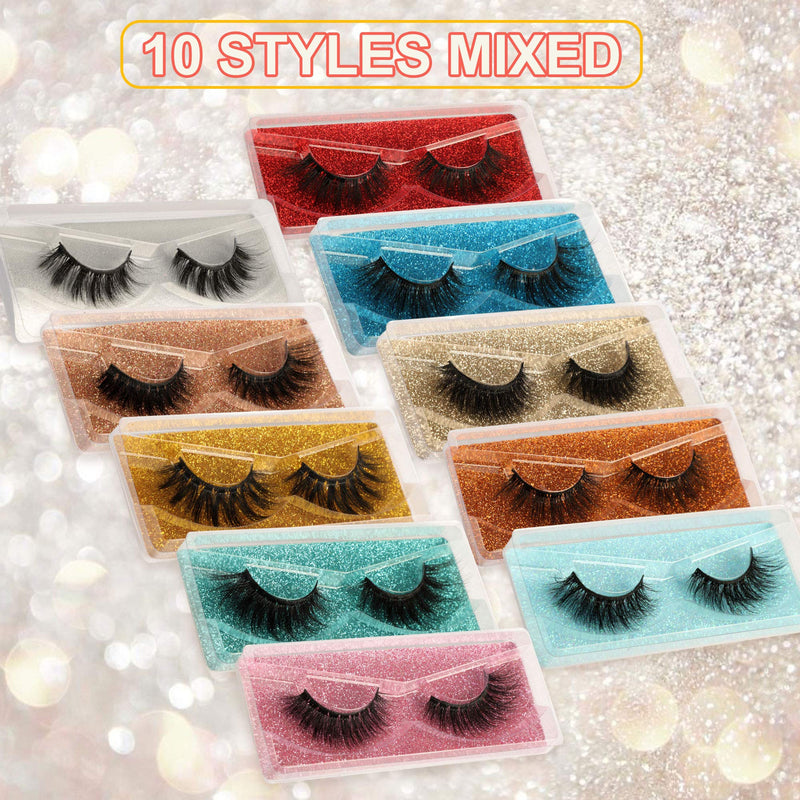 Newcally Lashes False Eyelashes Natural 3D Faux Mink Eye Lashes 10 Pairs 10 Styles Fluffy Wispy Fake Eyelashes Dramatic Handmade Reusable Lashes Pack with 10 Portable Eyelash Boxes - NewNest Australia