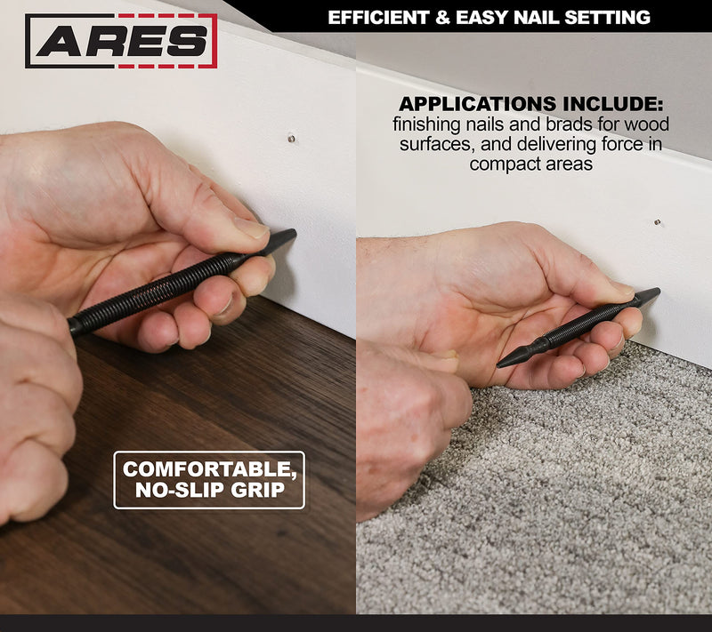 ARES 10050-2-Pack Dual Head Combo Nail Setter - Features 1/32-Inch (#1) and 1/16-Inch (#2) Dual Head Design - 5000 PSI Striking Force 2-Piece 1/32 x 1/16 Combo Nail Setter Set - NewNest Australia