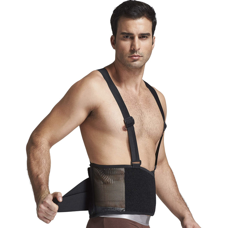 NEOtech Care Back Support with Straps - Lightweight and Breathable - Lumbar Support - Posture, Work, Gym - Black (M) - NewNest Australia