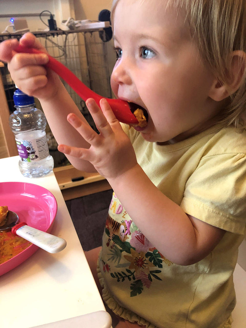Mini S'up Spoon - Assistive Eating Cutlery/Utensil for People who Have Shaky Hands or who are Messy Eaters. Ideal for Children and Those with Small Mouths. (Red) - NewNest Australia