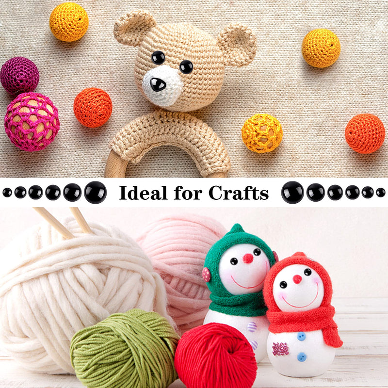 UPINS 90Pcs Large Safety Eyes and Noses Kit Black Plastic Craft Dolls Eyes for DIY Puppets Bear Crafts Stuffed Animals Amigurumi Making Supplies - NewNest Australia