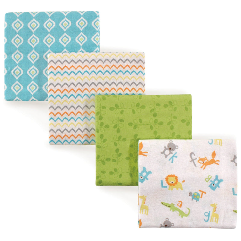 Luvable Friends Unisex Baby Cotton Flannel Receiving Blankets, Abc, One Size Abc 4-pack - NewNest Australia