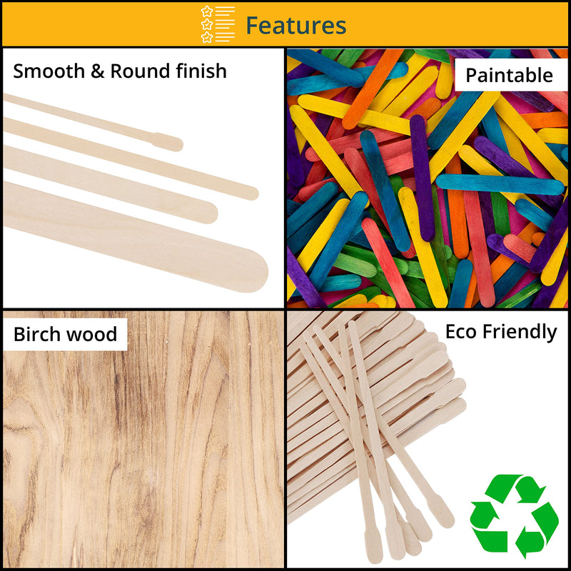 Belle Vous Various Wooden Spatulas Waxing (Pack Of 500) - Disposable Cosmetic Spatulas For Hair Removal - Wooden Sticks Small, Medium And Large For Waxing & Hair Removal On Eyebrows, Face, Body, Legs - NewNest Australia