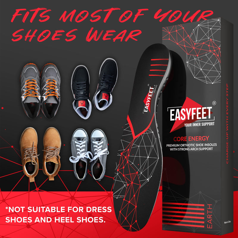 {New 2022} Premium Anti-Fatigue Shoe Insoles - High Arch Support Insoles - Shoe Inserts Orthotics Men Women - Relief Plantar Fasciitis Heel Arch Feet Pain Flat Feet - Work Boot Sneakers Hiking Shoe Black (M) 8-9.5 - NewNest Australia