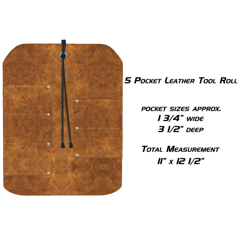 UJ Ramelson Tool Roll Holder, Durable Rollable Roll-up Hanging Pocket Pouch for Chisels, Hammers, Gouges, and More (5 Pocket, Leather) 5 Pocket - NewNest Australia
