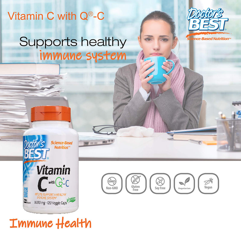 Doctor's Best Vitamin C with QualiC 1000 mg NonGMO Vegan Gluten Free Soy Free Sourced from Scotland Veggie Caps, 120 Count - NewNest Australia