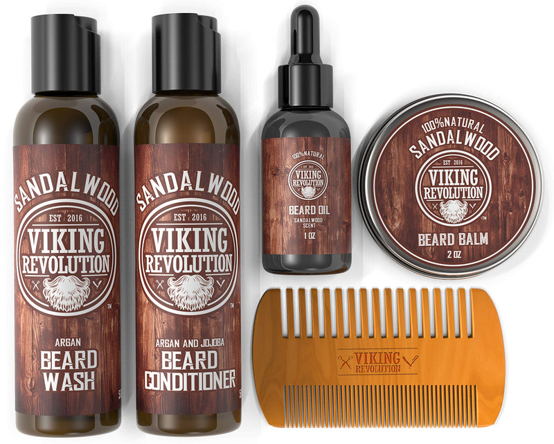 Beard Care Conditioner Men Set - Smooths & Relieves Itching on the Beard - Contains Beard Shampoo, Conditioner, Beard Oil, Balm & Beard Comb - Sandalwood Scent - NewNest Australia
