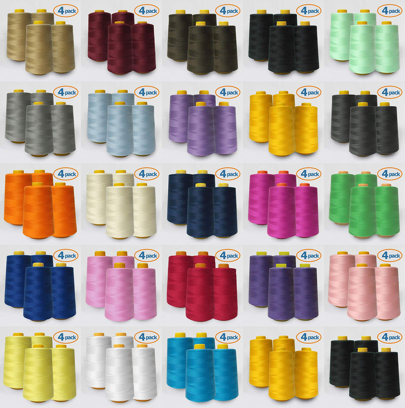 AK TRADING CO. AK Trading 4-Pack Aqua All Purpose Cones (6000 Yards Each) of High Tensile Polyester Thread Spools for Sewing, Quilting, Machines, Overlock Sergers, 4 Count - NewNest Australia