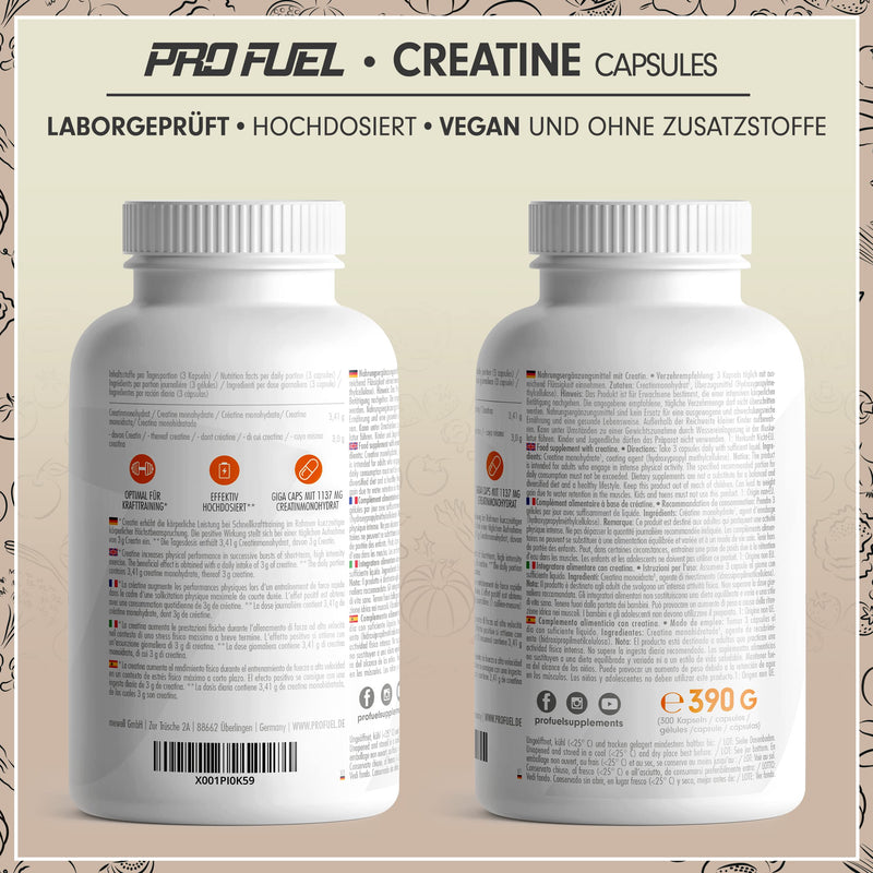 Creatine Capsules 300 Giga Caps - 3410Mg Monohydrate - High Dose With 1137Mg Creatine Per Capsule - Creatine Monohydrate Capsules Without Additives, Laboratory Tested & 100% Vegan - NewNest Australia