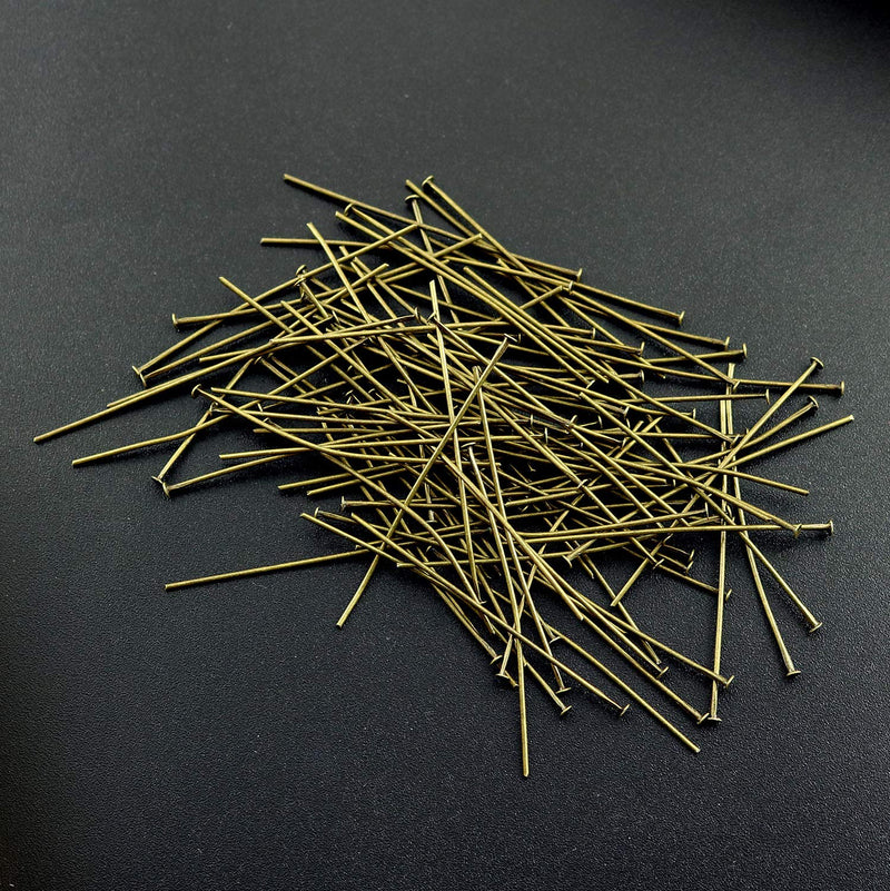 RLECS 220pcs 50mm Flat Head Pins, 2 Inch Iron Headpins for DIY Jewelry Making, Bronze - NewNest Australia
