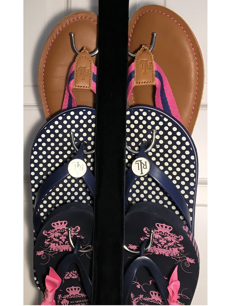 NewNest Australia - Boottique New- Flip Flop and Sandal Hanger Black Velvet Ribbon with Metal Hooks Plush Black Velvet Ribbon 