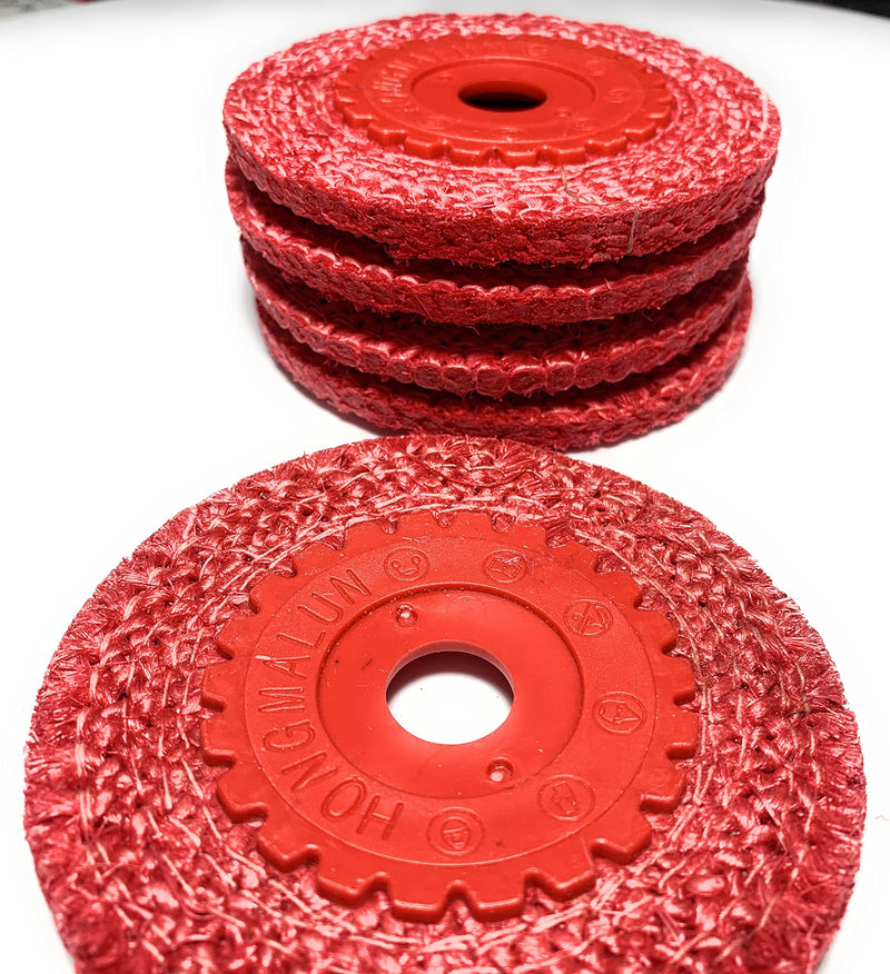 Signi Red Sisal Buffing Disc Deburring polishing Grinding disc for Angle Grinder (5 Pack) (4 inch,5/8" Arbor Hole) Round hole - NewNest Australia