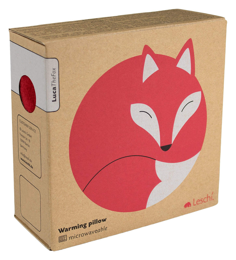 LESCHI heat pillow - 4 chamber grain pillow for microwave - animal fox red - cuddly grain pillow with organic wheat - ideal as a heat source in winter and for the belly fire / midnight - NewNest Australia