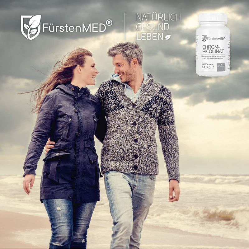 FürstenMED® Chromium capsules made from Chromium Picolinate (chromium picolinate) - essential trace element with 200 mcg - 180 vegan capsules - no tablets - NewNest Australia