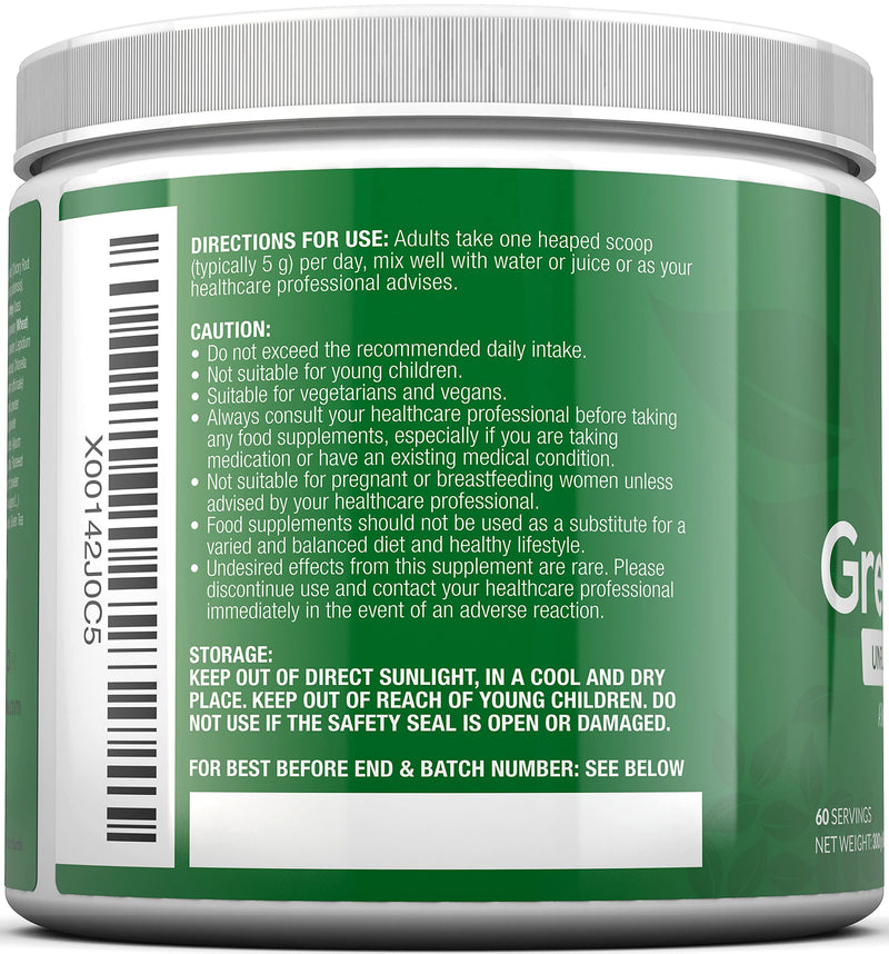 Super Greens Powder - 17 Superfoods Powder - 300g 60 Servings - Vitamin & Mineral Rich Formula - No Artificial Ingredients - Vegan & Vegetarian Friendly - Best Value - Made in The UK - NewNest Australia