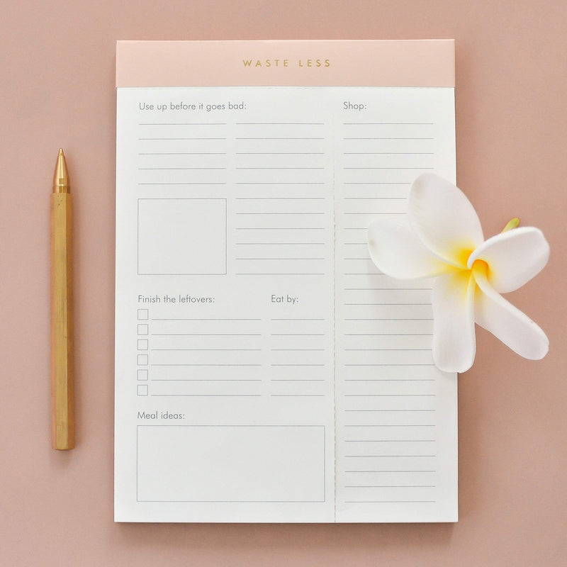 Waste Less - Track Perishables - Reduce Food Waste. Magnetic Meal Planner Pad & Grocery List, 52 Tear-Off Pages (8 x 6 in) Peach Pink - NewNest Australia