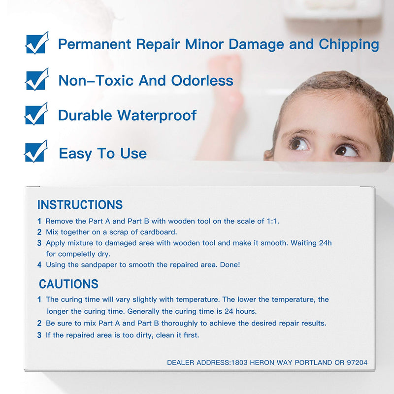 Tub, Tile and Shower Repair Kit - White | Fiberglass and Porcelain Repair | Shower & Countertop - Bathtub Refinishing Kit - NewNest Australia