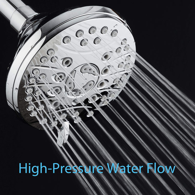 AquaSpa High Pressure 6-setting Luxury Rain Shower Head – Extra Large Face – Anti Clog Jets – Solid Brass Connection Ball Joint – Angle Adjustable – All Chrome Finish – Latest Design – Top US Brand - NewNest Australia