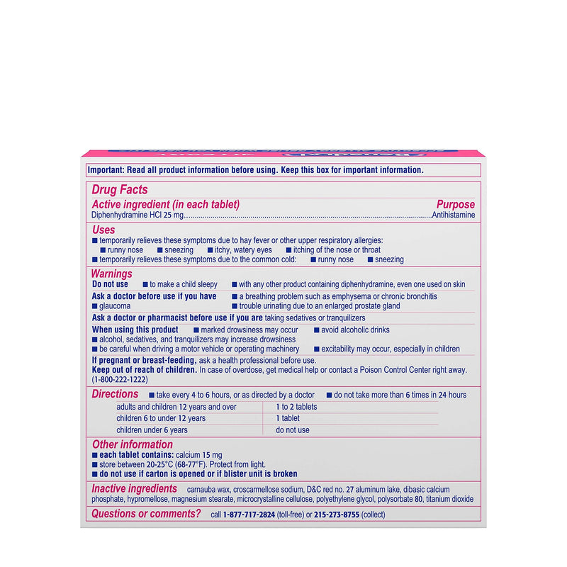 Benadryl Ultratabs Antihistamine Allergy Medicine, Diphenhydramine HCl Tablets, 48 ct 48 Count (Pack of 1) - NewNest Australia