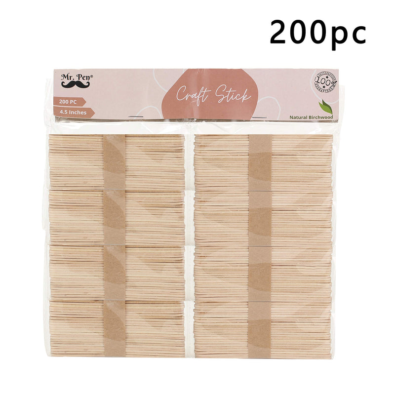 Mr. Pen- Popsicle Stick, Craft Sticks, 4.5 Inch, 200 Pack, Wax Sticks, Popsicle Stick Crafts for Kids, Wood Sticks, Wooden Sticks for Crafts, Sticks for Crafting, Ice Cream Sticks, Wood Craft Sticks - NewNest Australia
