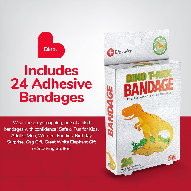 BioSwiss Kids Bandaids | 24pcs Self-Adhesive Sterile Unique Shaped Bandages Colorful Funny Cute Toddler Girls & Boys, Adults First Aid, Protect Scrapes and Cuts | Wellness for Everyone (Dino T-Rex) Dino - NewNest Australia