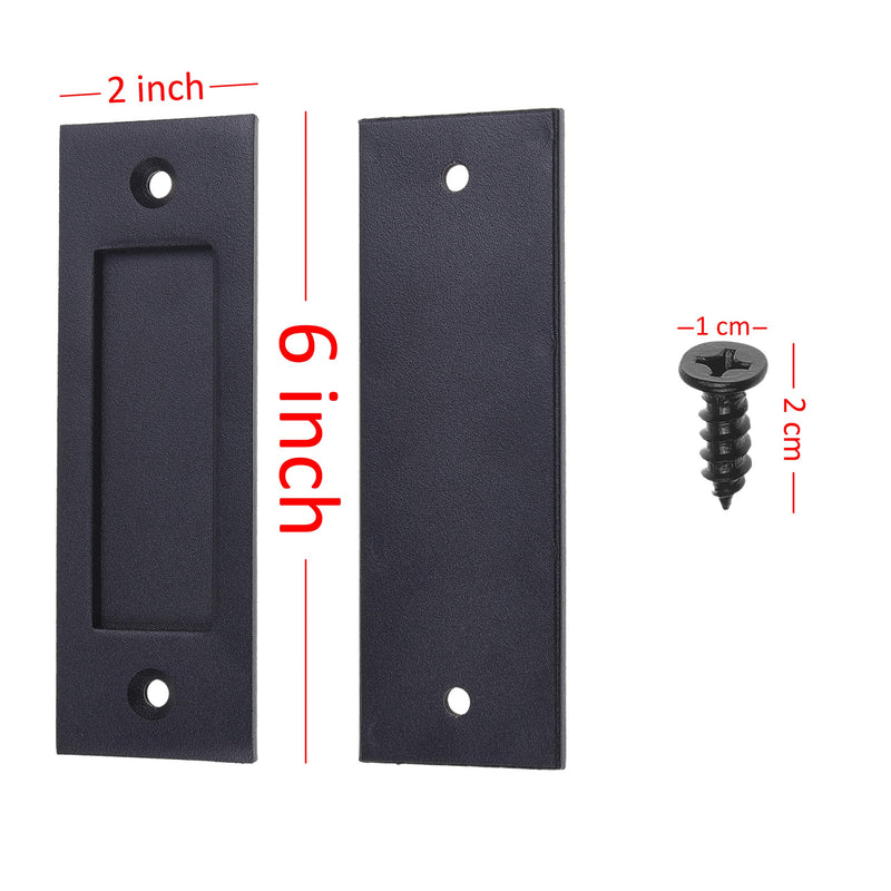 Kare & Kind 6-Inch Sliding Barn Door Handle (Black) - Easy to Install Flat Bottom Finger Pull Set - Solid Steel Smooth Edges for Sliding Barn Doors, Sheds, Garages - Tapping Screws Included - NewNest Australia