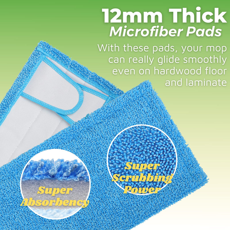 Reusable Microfiber Mop Pads for Swiffer Sweeper & All 10-12 Inch Flat Mop, Upgraded Wet Dry Cleaning Pads for All Hard-Floor, Reusable & Washable Sweeper Refills (2) 2 - NewNest Australia