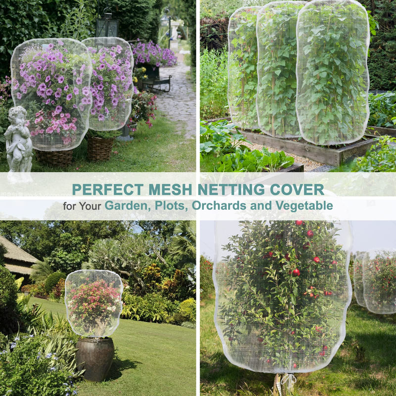 TMFsode 3 Pack Insect Bird Barrier Mesh Netting with Drawstring, 3.2 Ft x 2.6 Ft Blueberry Bush Netting, Protective Garden Mesh Cover for Tomatoes, Fruit Tree, Flowers, Vegetables - NewNest Australia