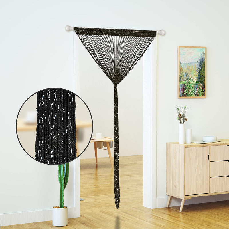 Door String Curtains Living Room Divider,Bedroom Doorway Hanging Hippie Sequin Decor Fringe Curtain Closet Window Wall Panels Kitchen Party Tassel Privacy Screen Boho Bling (Black, 39"×79" in) Black 1 - NewNest Australia